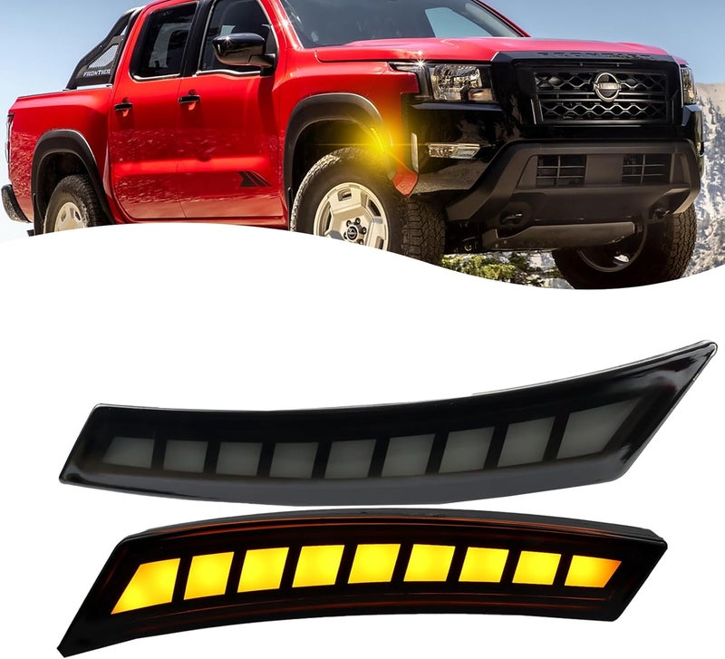 ZDEERAOTO LED Front Side Marker Light DRL Amber Sequential Turn Signal Lamp 2 in 1 Function Feature Kit for Nissan Frontier 2022 2023 2024 GEN3 OEM Trim Accessories - Image 1